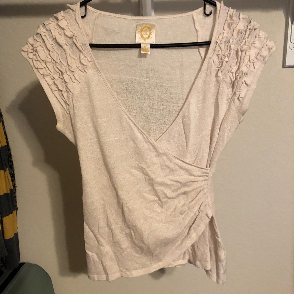 Anthro Ric Rac Wrap Ruffle Shirt